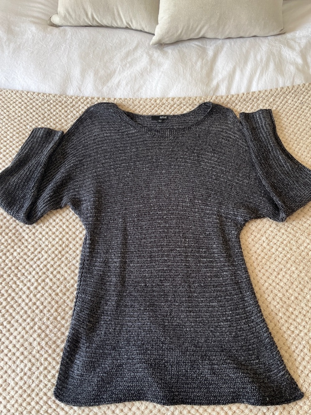 a.n.a Charcoal Gray Crewneck Short Dolman Sleeve Sweater
